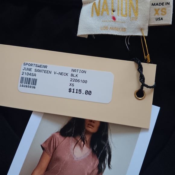 Nation Sport Wear June Santeen V-Neck Black Size XS Goth Black Fairy whimsigoth - Picture 8 of 8